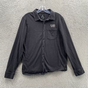 Prana Ronnie Henley Shirt Adult Medium Gray Long Sleeve Organic Outdoor Top Mens